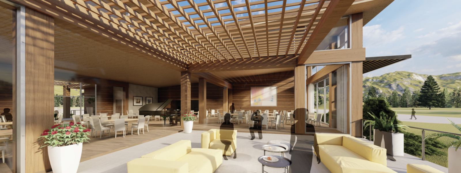 Golf clubhouse patio design.