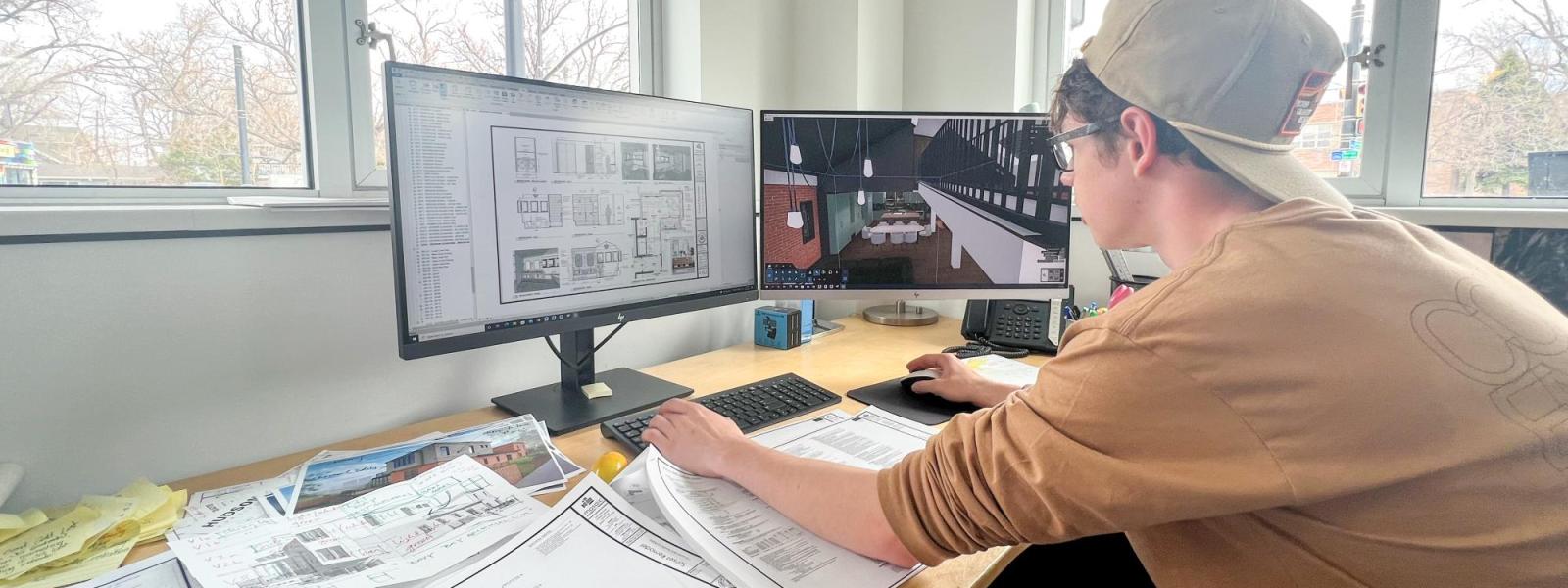 Student interning with Mosaic Architects and Interiors.