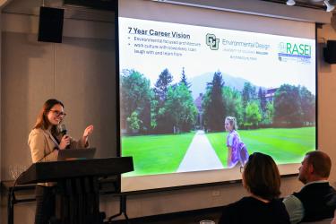 Kate Sector presents at the awards ceremony