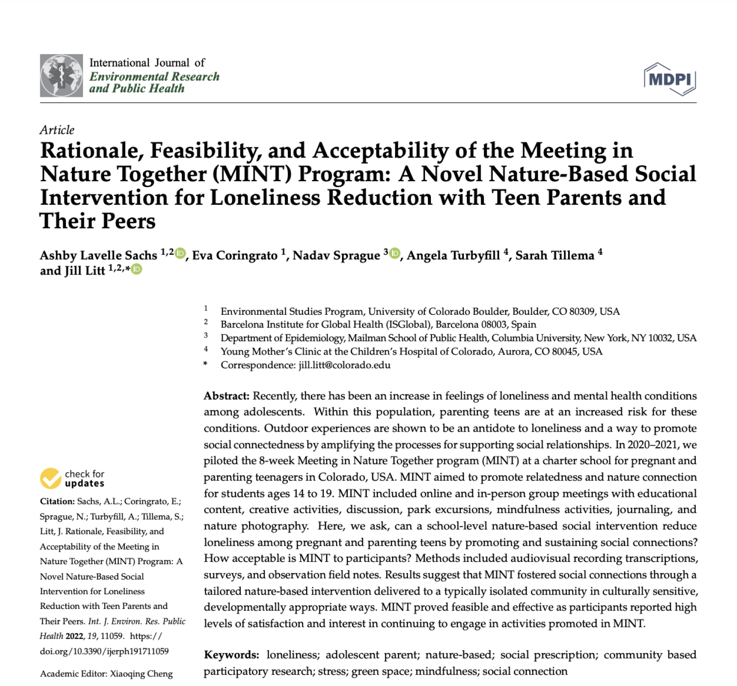 International Journal of Environmental Research and Public Health