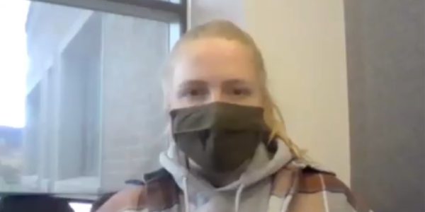 Undergraduate student with mask