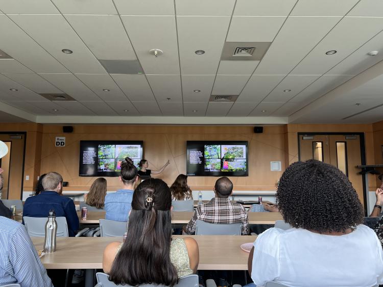 Waverly Eichhorst presenting to a group during the ENVS Colloquium Series.