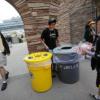 student on campus working towards zero waste