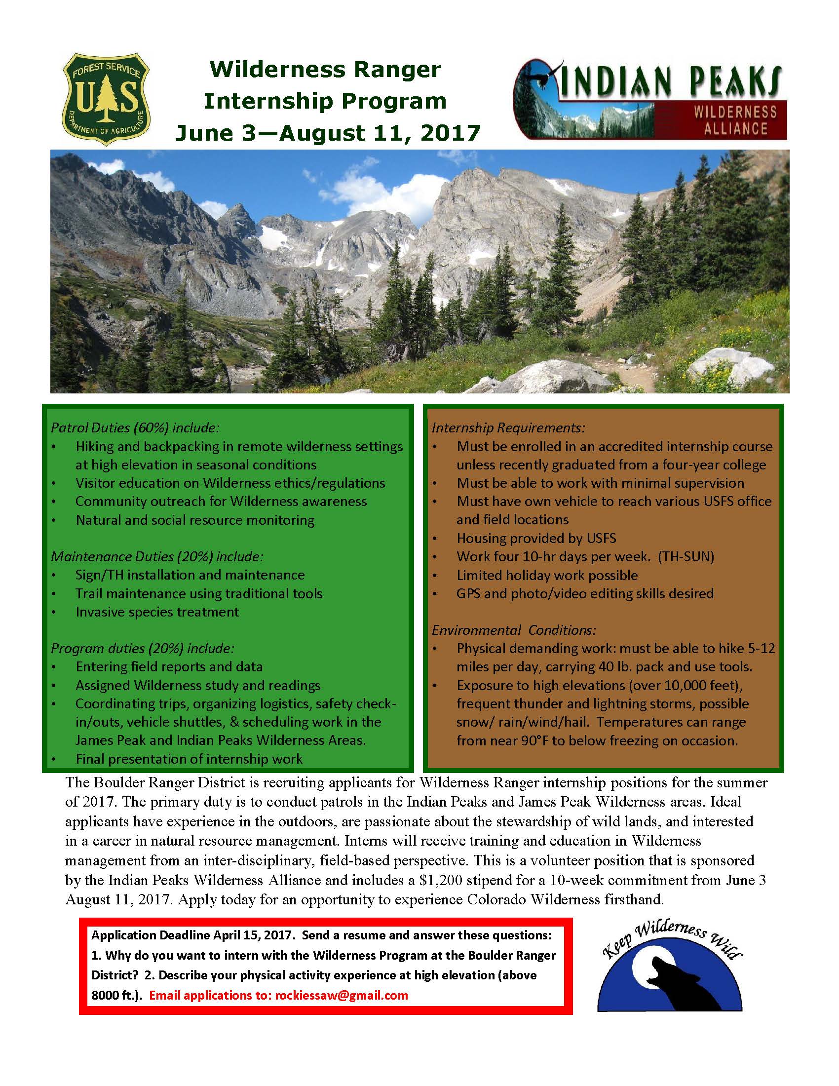 Wilderness Ranger Internship Program