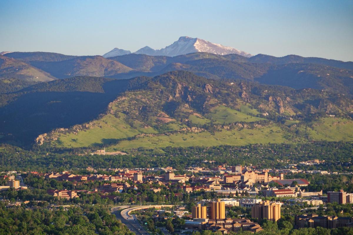 CU Boulder campus seen from the air.