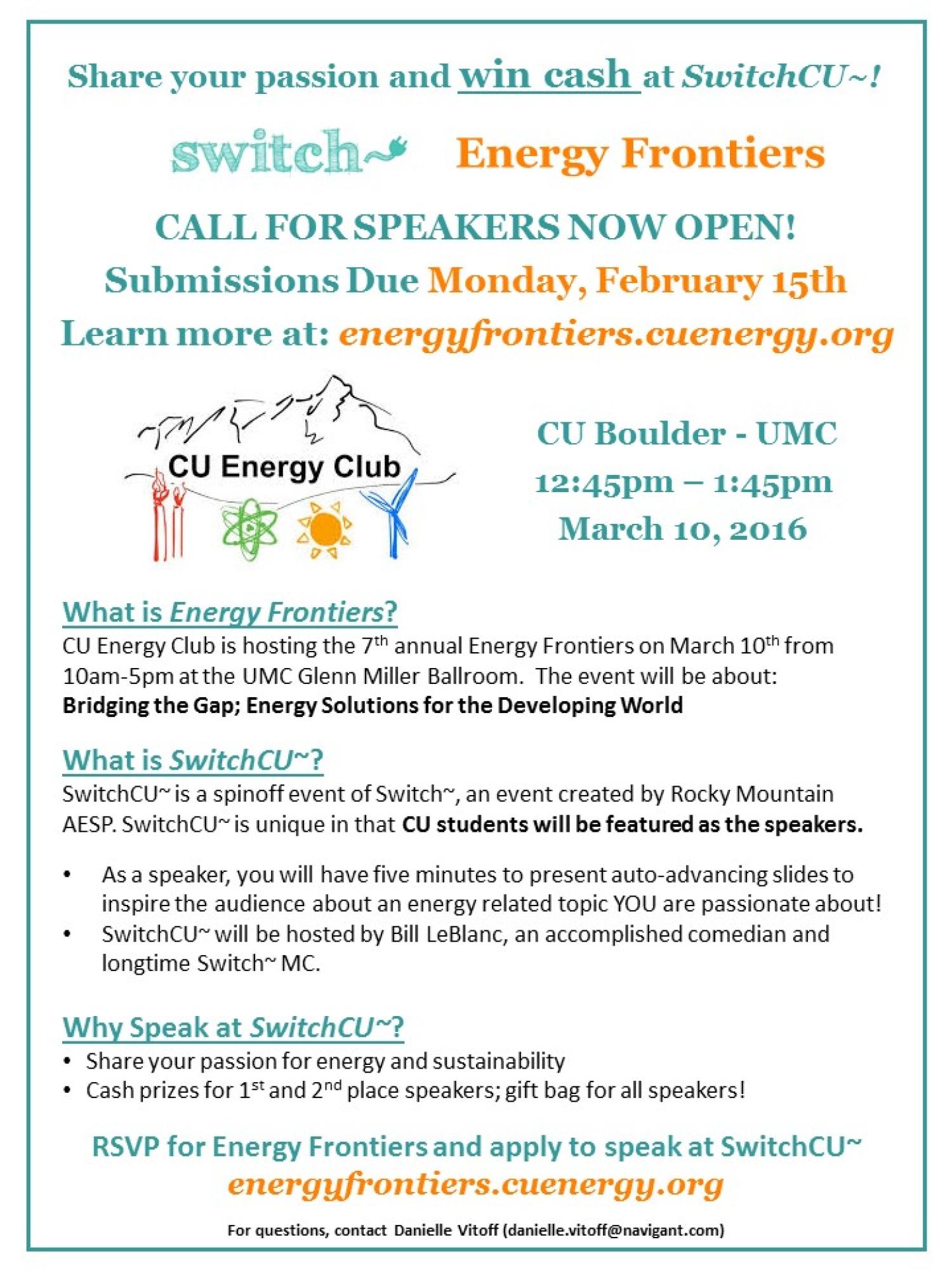 Energy Frontiers Call for Speakers