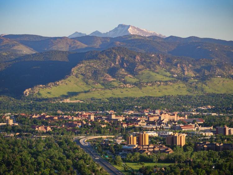 CU Boulder campus seen from the air.