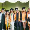 Students in caps and gowns.