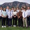 Members of the team with the Flatirons in the background.