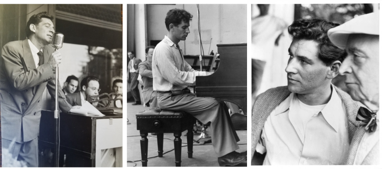 Three photos of Bernstein in a row