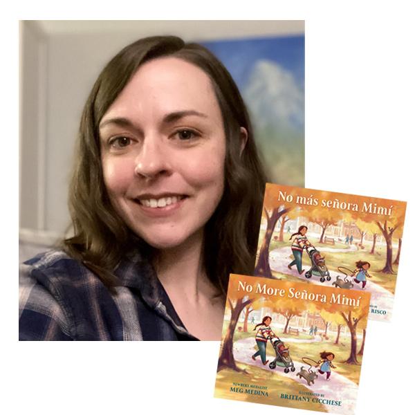 Photograph of Brittany Cicchese with her book No More Señora Mimi