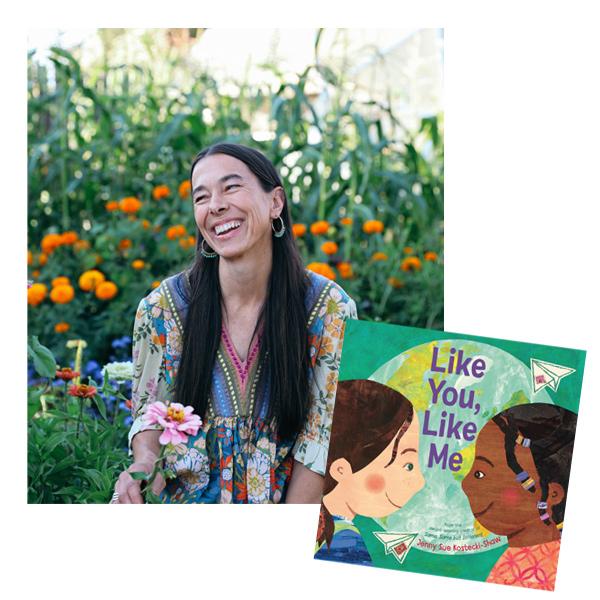 Photograph of Author Jenny Sue Kostecki-Shaw with her book Like You, Like Me