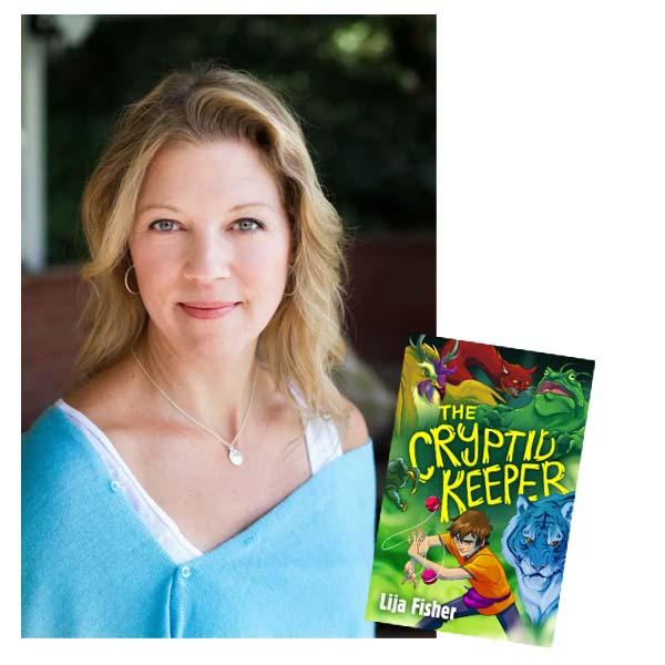 Lija Fisher author photo, next to image of Book Cover, Book Title reads "The Cryptid Keeper"