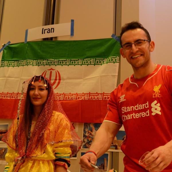 Students from the Iran booth.
