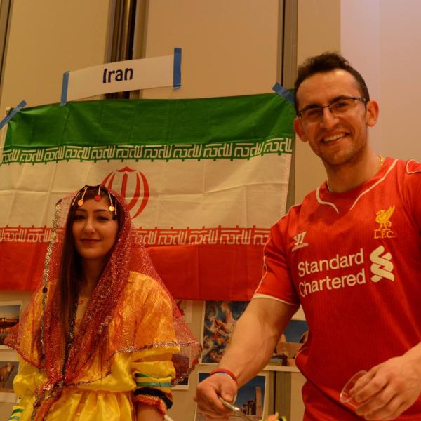 Students from the Iran booth.