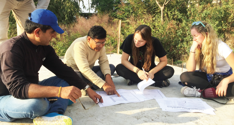 Students preparing to build in Peru