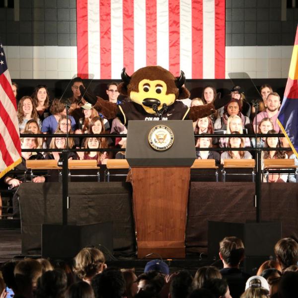 chip at podium