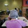 Student studying on campus