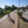 person biking near campus