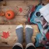 Cozy socks, Aztec blanket, good book and a cup of coffee