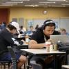Students studying inside