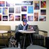 Student studying on campus