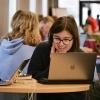 Students studying on campus
