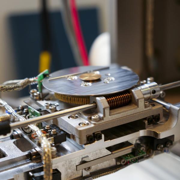 Close up view of the machine's inner workings.