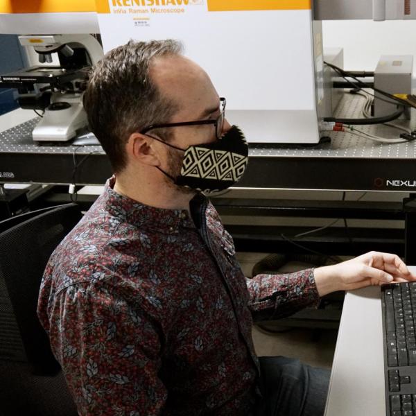 Adrian Gestos looking at data from the Renishaw