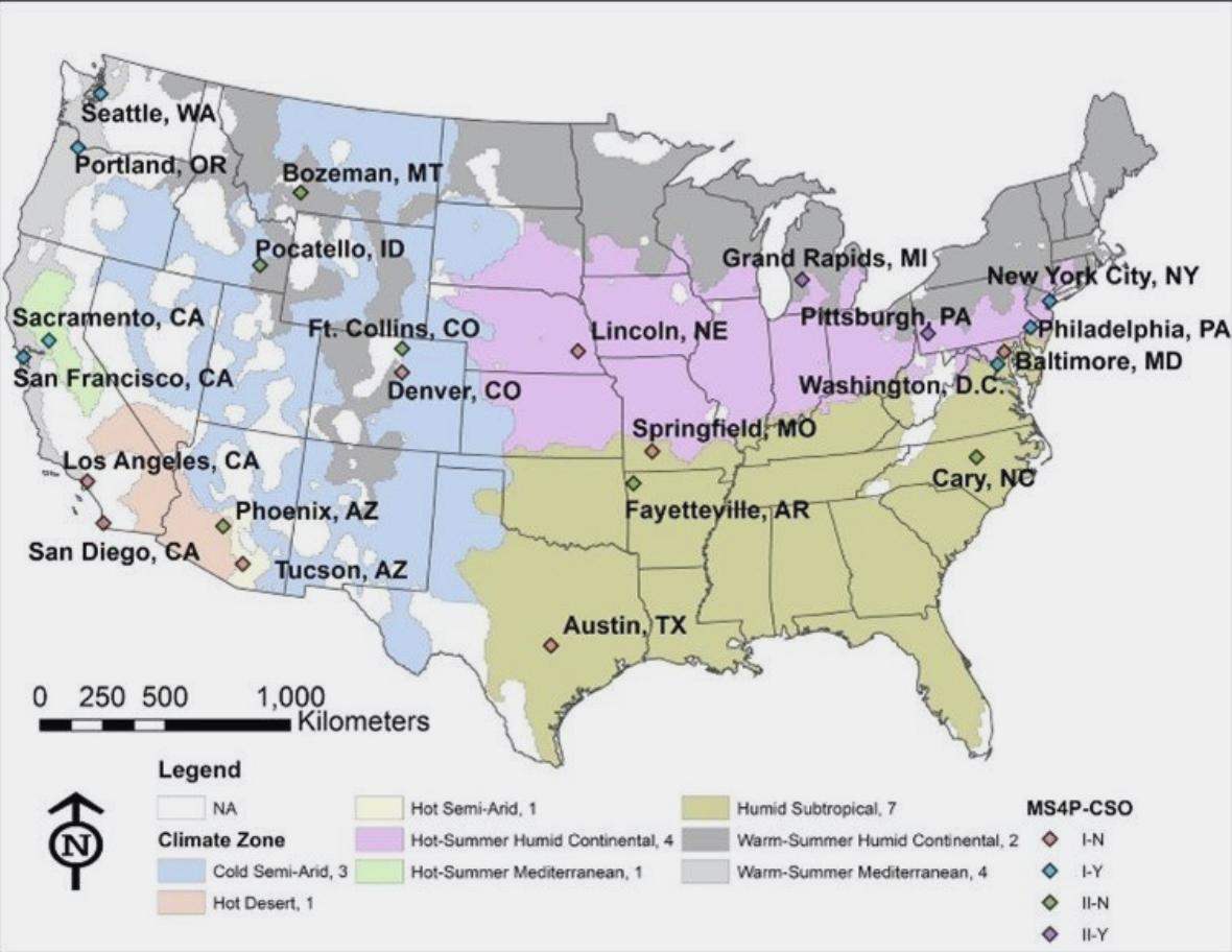 Map of 23 US Cities Studied