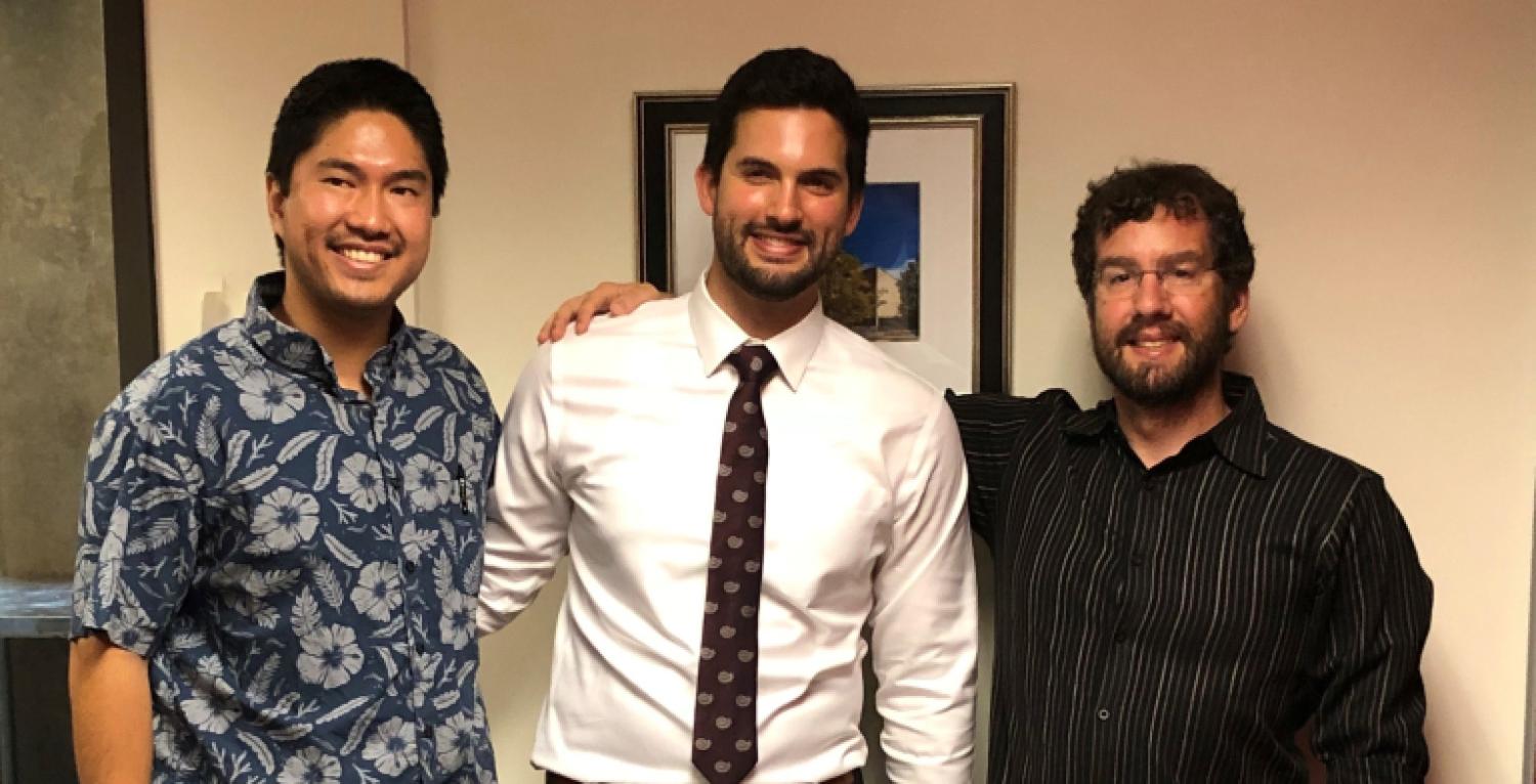 Dr. Alec Thomas and Mark Borden posing after Dr. Thomas defended this thesis