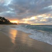 sunset view on a beach in Honolulu