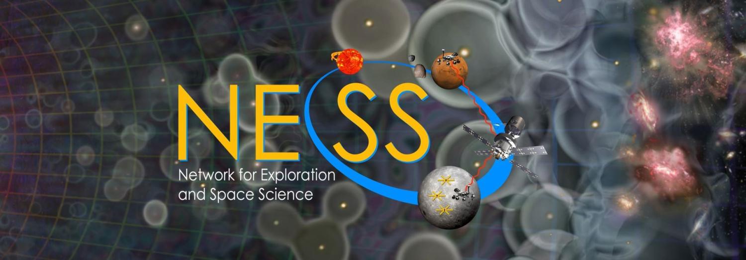 NESS Logo with Cosmic Dawn in Background
