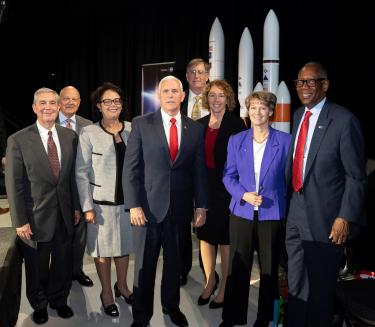 Jack Burns with VP Pence at the National Space Council meeting in Huntsville, AL in March 2019