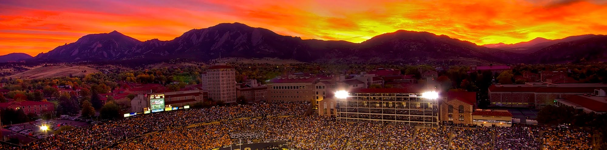 Folsom field at sunset