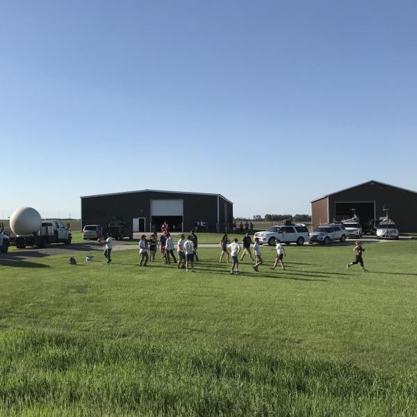 People in a field