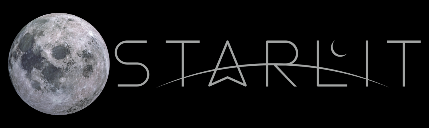 STARLIT logo with a full moon.