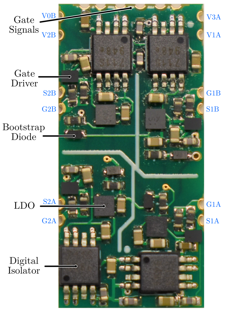 Annotated Photograph of Gate Drive Daughterboard