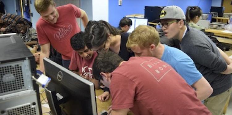 Students with the Fos in the lab