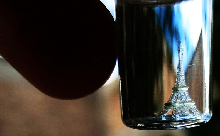Eiffel Tower print inside vial