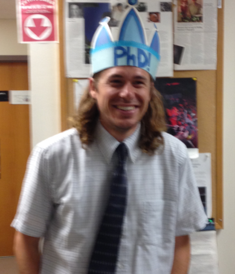 Jake in PhD crown