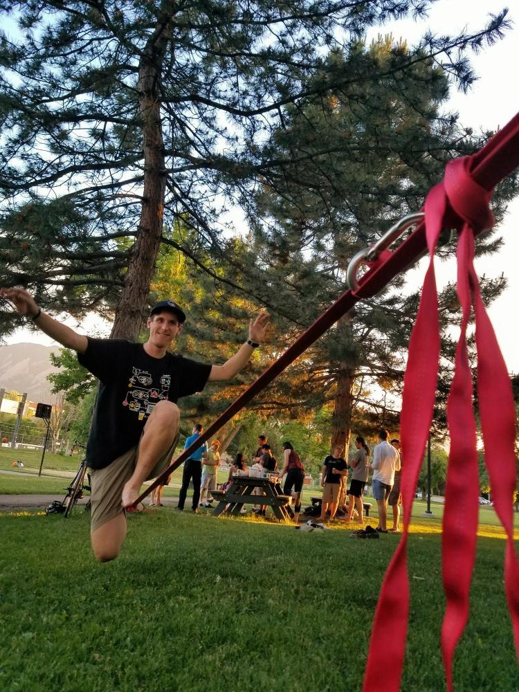 Slacklining at the potluck