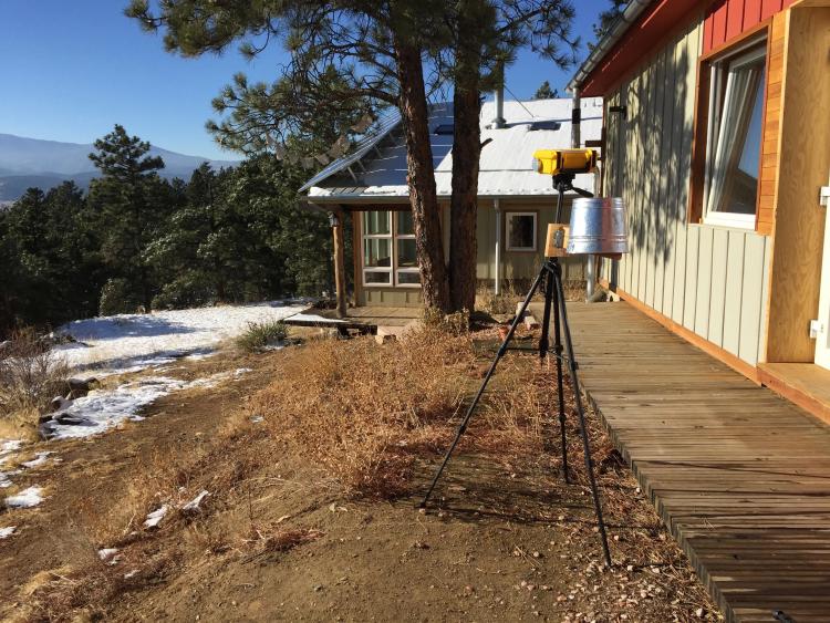 The air monitoring setup outside the passive house