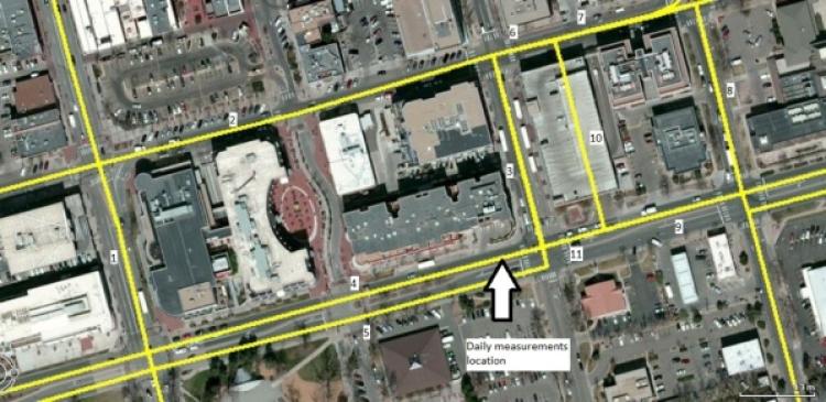 Map of bus routes in downtown Boulder