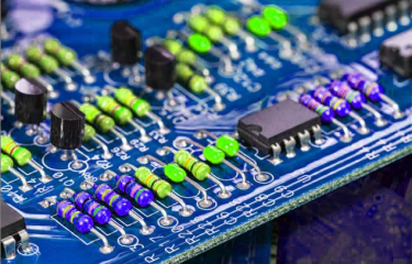 Circuit board with resistors and capacitors