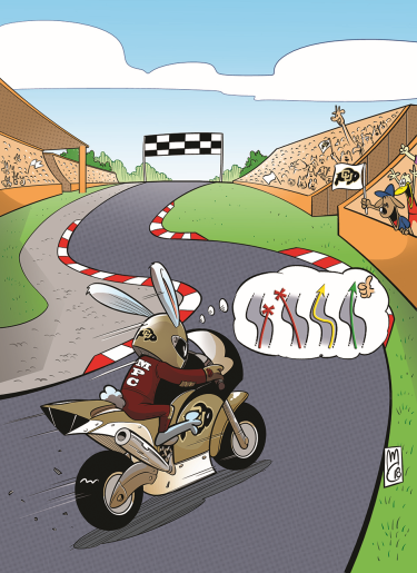 Comic-style illustration of the principle behind Model Predictive Control