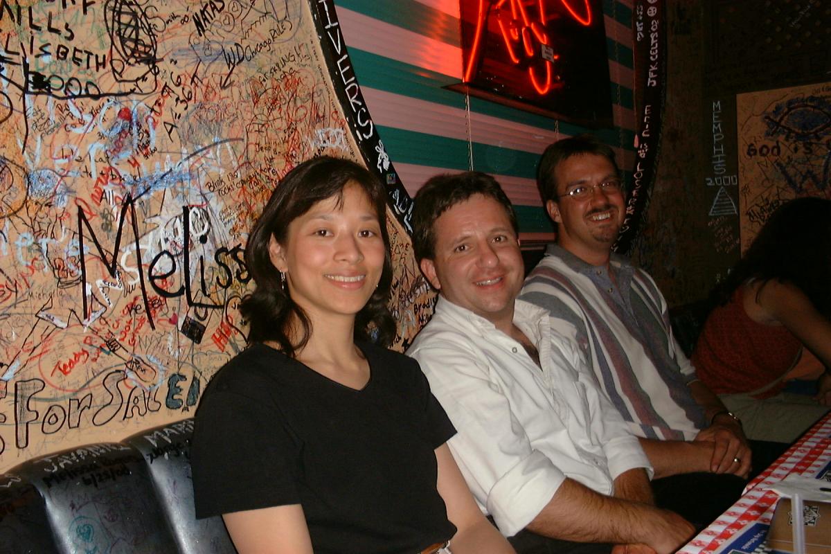 Lucy, Danny and Tony at a pizzeria