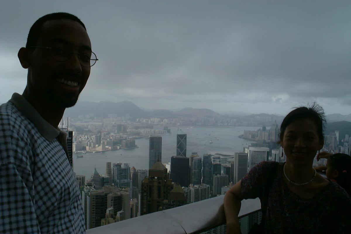 Lucy and Alleyne at the peak in Hong Kong