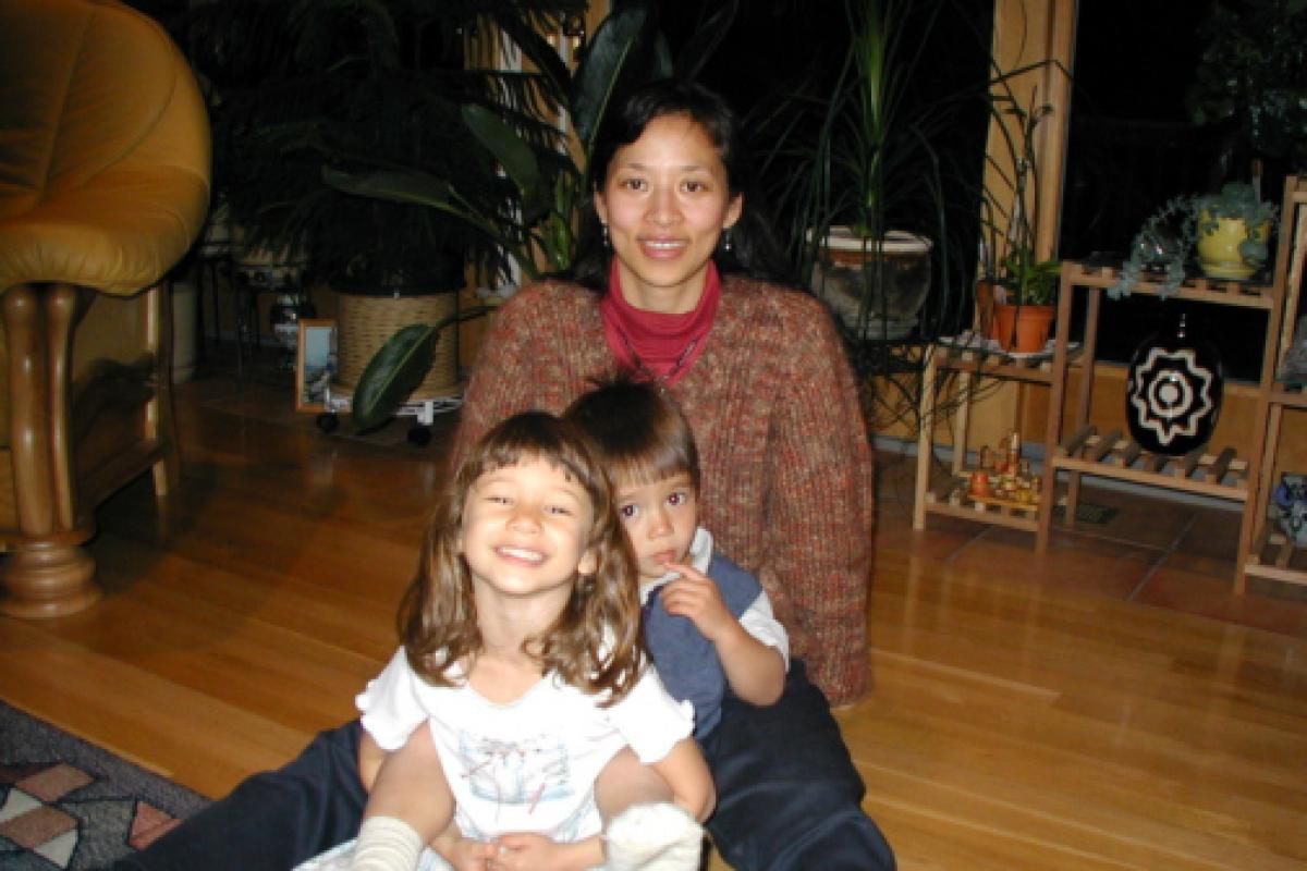 Sarah and Matthew with Mom (Nov. 2001).​