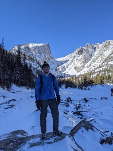Jack Molles during a snowy hike in Rocky Mountain National Park
